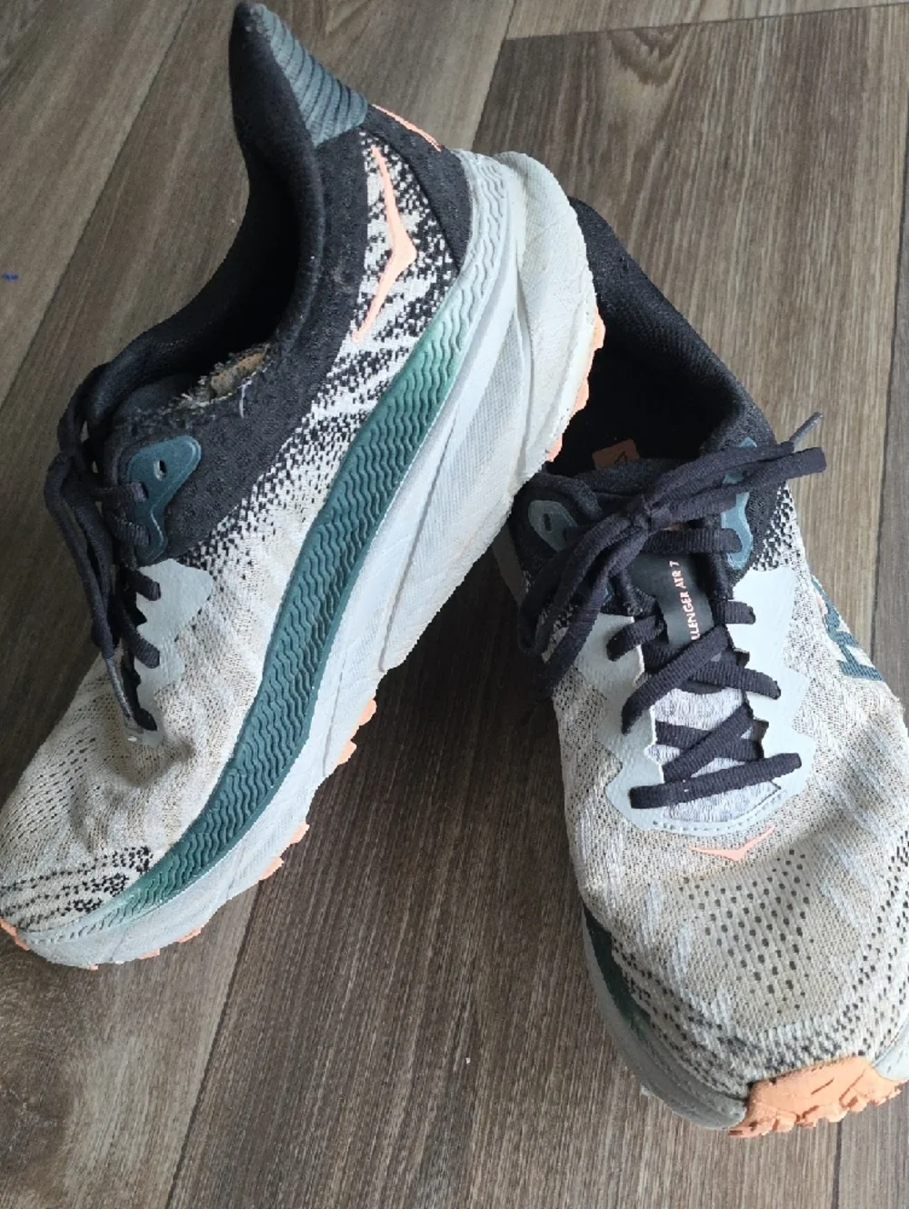Hoka Women's Running Shoes - Teal, Black & Peach Accents
